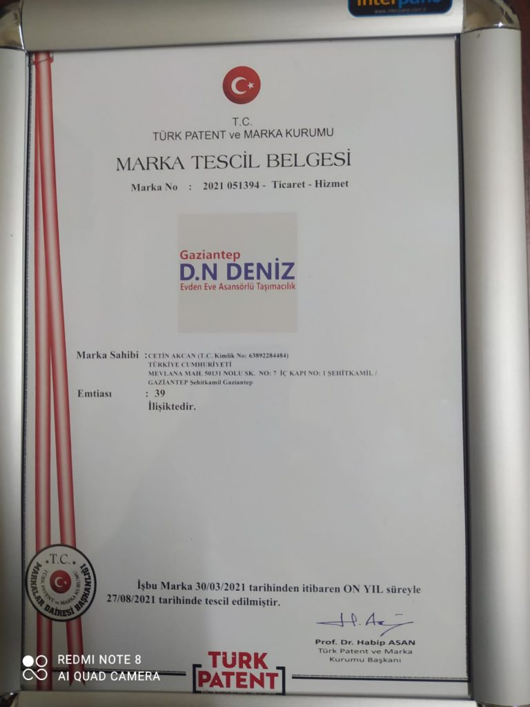 Deniz Evden Eve Taşıma Tescil